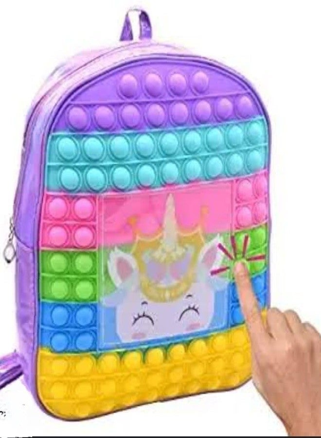Napp Mall حقيبة ظهر NAPP MALL Pop It كاجوال، مصنوعة من مواد صناعية وسيليكون، حقيبة ظهر كاجوال للأطفال، مقاومة للماء، لعبة Pop It لتخفيف التوتر - حقيبة مدرسية ممتعة ومتينة وخفيفة الوزن للبنات والأولاد - Image 3